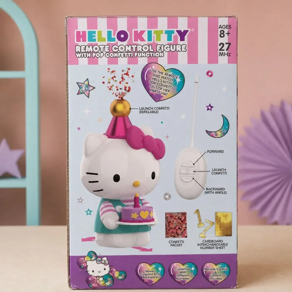 Hello Kitty Remote Control Figure with Pop Confetti Function – New